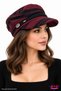 Striped Patterned Cashmere Captain's Cap Hat with Rope Detail Stylish Design Brimmed Elasticated Back Autumn Winter Painter's Sailor Hat - 2