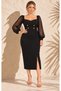 Women's Plus Size Sweetheart Neckline Chiffon Balloon Sleeve Waist Gold Brooch Detailed Stretchy Evening Dress 24123 - 7