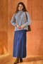 Shawl Collar Striped Shirt Navy Blue - 3