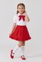 Girl's Red Piping Scarf Shirt Ruffle Pocket Skirt April 23 October 29 Show Outfit