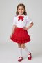 Girls' Red Scarf Short-Sleeved Pearl Shirt Ruffled Skirt April 23 October 29 Show Outfit - 3