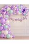 Party Butterfly Themed Birthday Balloon Set |   Lilac Mint Green White Balloon Chain and Butterfly Banner Party Decoration - 2