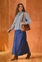 Shawl Collar Striped Shirt Navy Blue - 2