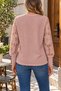 Women's Long Sleeve Crew Neck Floral Waffle Blouse Stylish and Comfortable Design - 3