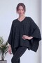 Women's Casual Bat Sleeve Knitted Patterned V-Neck Knitwear Poncho Claret Red, Gray, Anthracite - 7