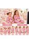 Pink Cat Patterned Girls' Pajama Set with Buttons and Long Sleeves 6 Months - 6 Years Hello Kitty - 8