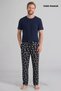 Egyptian Cotton Men's Double Bottom Pajamas Printed Black-Petrol Green - 4
