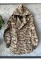 Camouflage Patterned Hooded Knitted Denim Poncho Jacket - 3