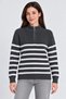 Women's Stand Collar Half-Zip Striped Thessaloniki Knit Sweater - Smoked - 2