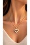Gold Color White Enamel Stone Heart Necklace – Elegant and Stylish Women's Necklace - 2