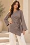 Women's Modal Fabric Side Gathered Asymmetrical Tunic with Tie Detail 0248 - 4