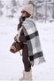 Women's Winter Plaid Patterned Boucle Shawl Scarf - 5