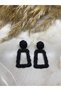 Black and Silver Texture Detailed Geometric Rectangular Dangle Earrings for Women - 2