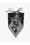 Tied Floral Patterned Lace Detailed Bandana Scarf - 2