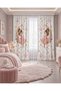 Princess Rabbit on the Moon Double Winged Background Curtain with Flower and Star Pattern