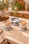 Decorative Concrete Black Marble Patterned 4 Piece Coaster Set with Stand Bohemian Style Coasters - 3
