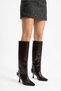 Ramser Side Buckle, Sewn Toe, Long Women's Heeled Boots, Brown Leather - 7