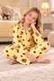 Girl's Cotton Buttoned Strawberry and Teddy Bear Patterned Long Sleeve Pajama Set - 3
