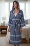 Peshtemal Bathrobe - Hooded Karatezgah Woven Striped Unisex Bath, Spa and Beach Robe - 3