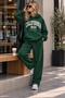 Green Hooded California Printed Sweatshirt/Wide Leg Sweatpants Set - 2