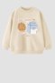 Girl's 3 Thread Fabric Cotton Printed Sweatshirt