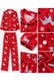 Girl and Boy Christmas Design Cotton Long Sleeve Button Pajama Set - 4