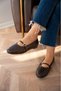 Ferrero Quilted Detailed Women's Leather Bitter Brown Ballerinas - 5