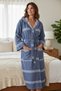 Peshtemal Bathrobe - Hooded Karatezgah Woven Striped Unisex Bath, Spa and Beach Robe - 2