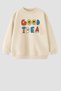 Unisex Kids' 3 Thread Fabric Slogan Printed Cotton Sweatshirt