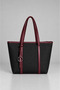 Women's Black Burgundy Zippered Lined Hand and Shoulder Bag - 3