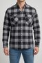 Men's Smoked-Black Slim Fit Plaid Lumberjack Shirt with Thin Flannel Cover and Double Pockets - 6