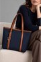 Women's Navy Blue Zippered Lined Hand and Shoulder Bag