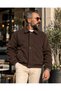 Likya Men's Cashmere Bomber Coat Quilted Lined College Collar