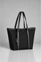 Women's Black Zippered Lined Hand and Shoulder Bag - 2
