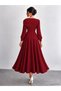 Women's Long Sleeve Shoulder Pleated Detailed Midi Janjan Crepe Dress - 3