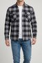 Men's Smoked-Black Slim Fit Plaid Lumberjack Shirt with Thin Flannel Cover and Double Pockets - 5