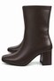 Women's Patent Leather Heeled Boots Stylish Square Toe Thick Heeled Zippered Ankle Length Short Boots - 6
