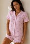 Women's Pink Plain Cotton Home Wear Pajama Set - 3