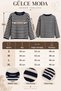 Women's Burgundy Cream Oversize Striped Knit Sweater - 4
