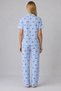 Women's Blue Ribbon Patterned Striped Wrinkled Pajama Set - 3