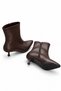 Women's Black Leather Pointed Toe Thin Heeled Stylish Boots