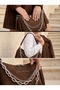 Women's Brown Color Chain Detailed Suede Hand and Shoulder Bag-Bd8033 - 6