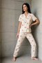 Women's Off-White V-Neck Buttoned Pajama Set - 6