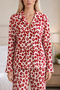 Women's Red Patterned Flexible Loose-Fit Pajama Set - 5