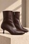 Women's Black Leather Pointed Toe Thin Heeled Stylish Boots - 3