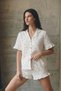 Women's White V-Neck Comfortable Fit Pajama Set - 5
