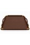 Colorido Gold Detailled Brown Handle Serving Tray – Stylish Decorative Tea, Coffee, and Breakfast Presentation Tray