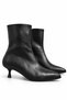 Women's Black Leather Pointed Toe Thin Heeled Stylish Boots - 5