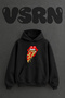 Isiran Dudak Pizza Design Pre-Printed Oversize Black Hooded Sweatshirt
