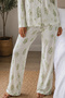Women's Green Knitted Shirt Collar Pajama Set - 4